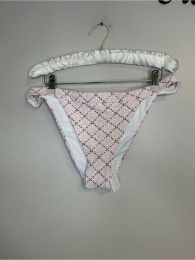 Heidi Klein Tybee Island high-leg bikini bottom Pink white brown diamond NEW